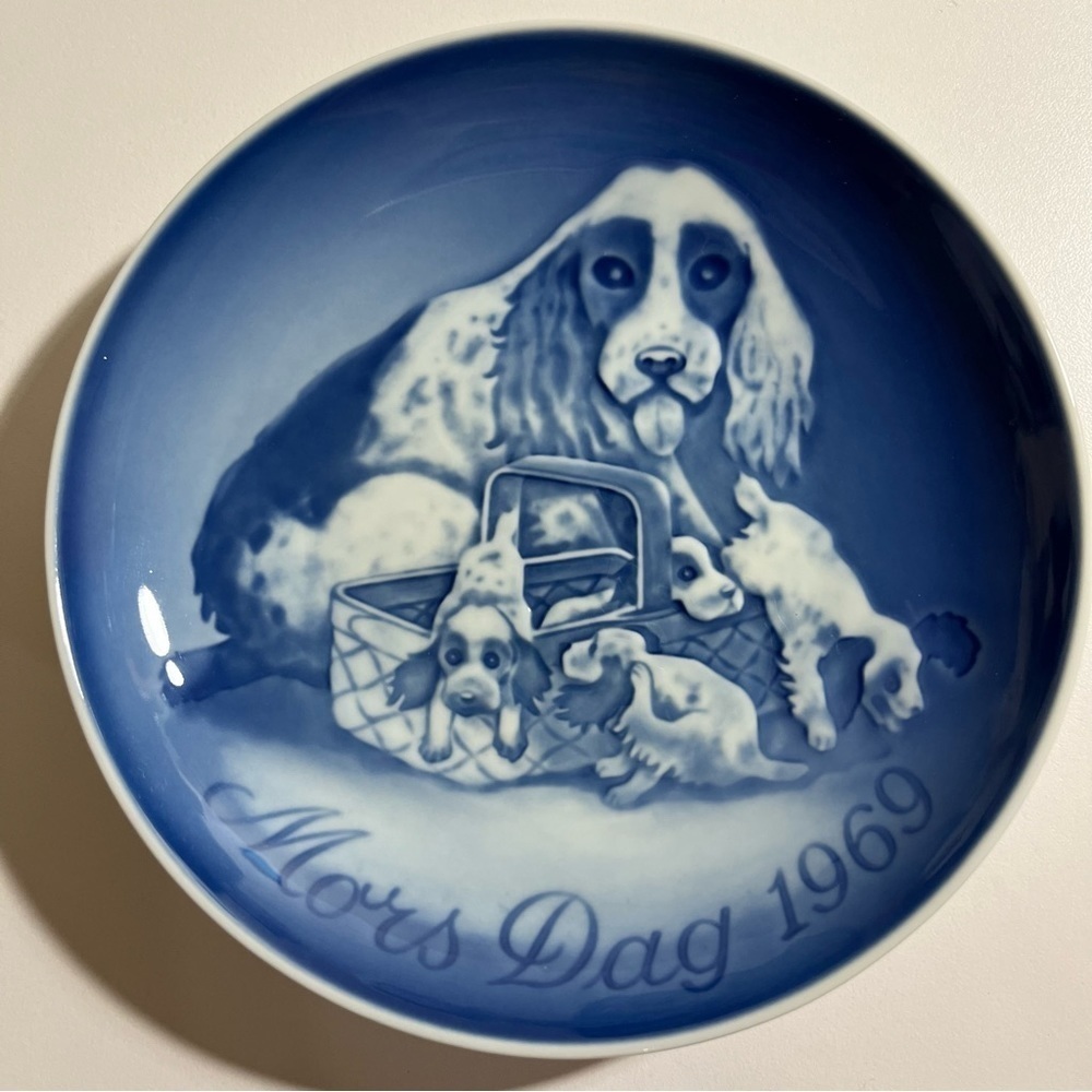 1969 Bing & Grondahl Mother's Day Plate COCKER SPANIEL WITH PUPPIES Henry Thelan